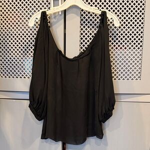 Elegant Black Women's Silk Cold Shoulder Top